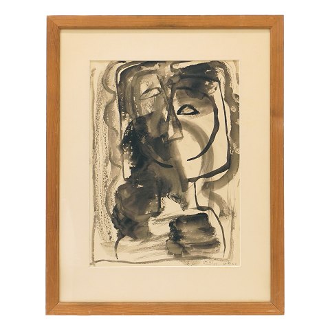 Mogens Andersen, 1916-2003, portrait. Mixed media, 
paper. Signed and dated 1952. Visible size: 
40x29,5cm. With frame: 58x46cm