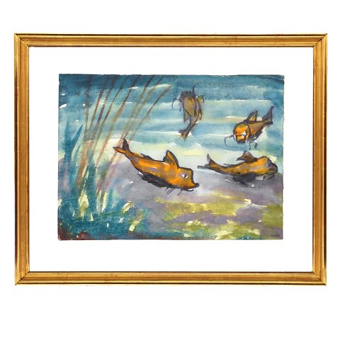 Emil Nolde watercolor. Emin Nolde, 1867-1956, watercolor. Signed "Nolde". Visible size: 36x47cm. With frame: 53x65cm