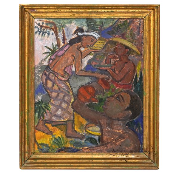 Harald Heiring, maleri. Harald Heiring, 1906-95, olie på pap. Signeret og 
dateret 1960. Lysmål: 43x34cm. Med ramme: 53x44cm