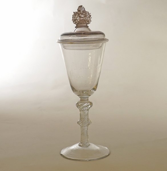 Norwegian Lidded glass from Nøstetangen or Hurdal dated 1786. H: 28cm